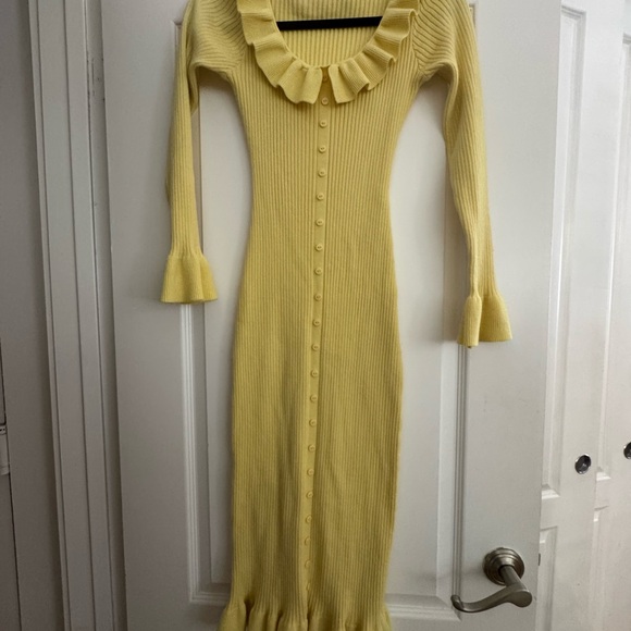 Yellow Ruffled Knit Dress - Picture 2 of 4